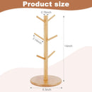 Suporte de caneca de bambu, 6 ganchos para canecas de café, suporte decorativo para balcão, caneca de café antiderrapante, árvore