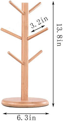 Suporte de caneca, suporte de xícara de café, árvore de caneca de bambu para balcão, secadora de canecas de café com 6 ganchos