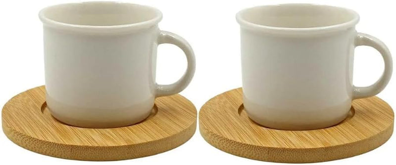 Conjunto de 2 Xícaras de Porcelana Pires de Bambu 80ml
