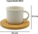 Conjunto de 2 Xícaras de Porcelana Pires de Bambu 80ml