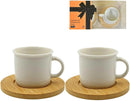 Conjunto de 2 Xícaras de Porcelana Pires de Bambu 80ml