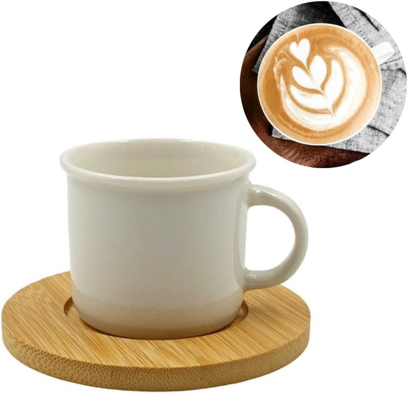 Conjunto de 2 Xícaras de Porcelana Pires de Bambu 80ml