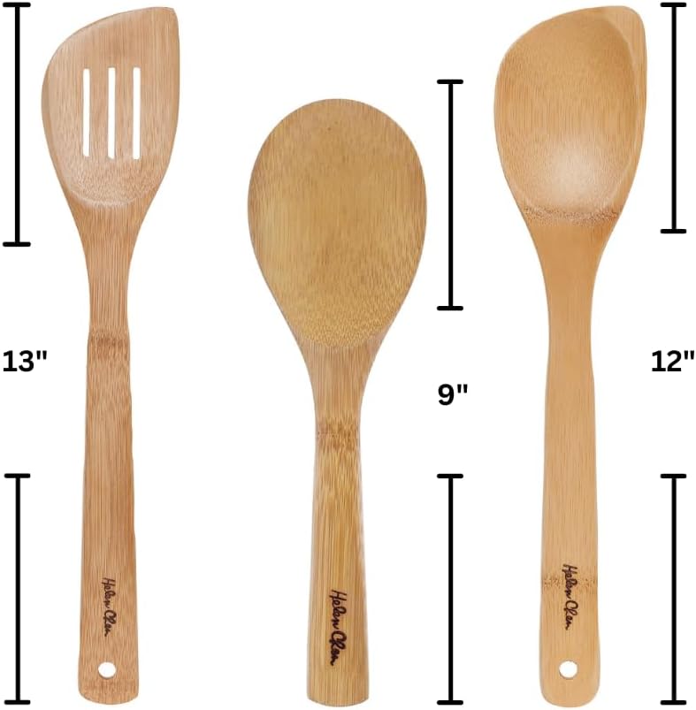 Espátula de bambu para fritar e utensílio de cozinha, 33 cm