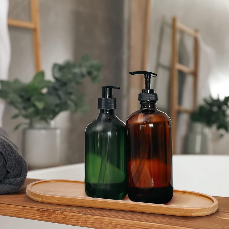 Bamboo Tea Serving Tray 3 Pcs Decorative Multi Use Bathroom Counter Tray with Edges Bamboo Vanity for Dresser Food Coffee Tea Snack Tissues Candles, 11 x 4 Inch(Rectangle Style)