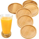 Kit 6 Porta Copo Para Mesa de Bambu Redondo Pires de Madeira 10 cm Lavável