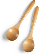 6 colheres de madeira para mel, colheres de madeira pequenas de 17 cm - Ótimo para chá, café e sopa, conjunto de colheres de mesa de servir de madeira, colher de chá de bambu a granel para