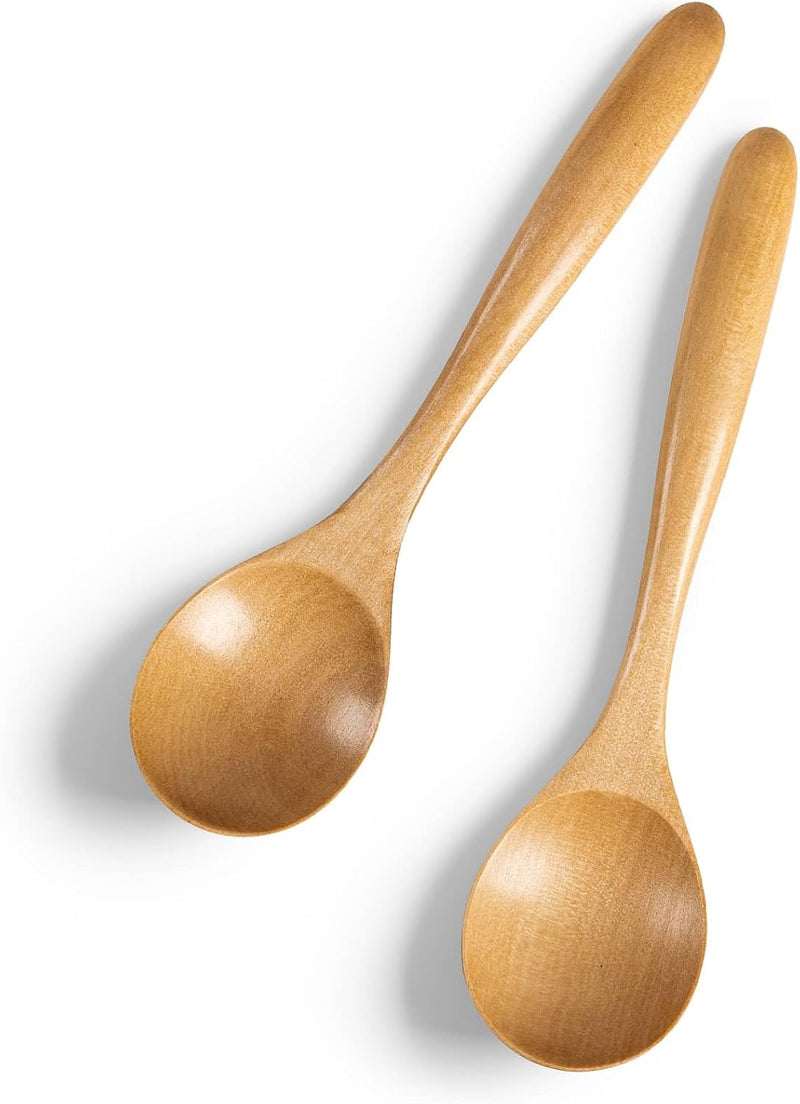 6 colheres de madeira para mel, colheres de madeira pequenas de 17 cm - Ótimo para chá, café e sopa, conjunto de colheres de mesa de servir de madeira, colher de chá de bambu a granel para