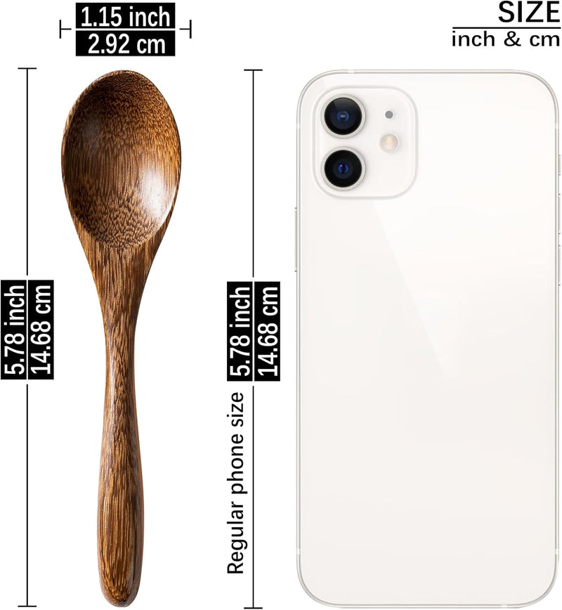 7 colheres de madeira pequenas, colheres de mel de 14 cm para chá, colher de chá de mel de madeira para café, pequenas colheres de madeira, colher de mesa de bambu para mexer, conjunto de