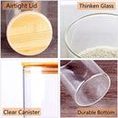 Conjunto de recipientes empilháveis de cozinha, pacote com 5 potes de armazenamento de alimentos de vidro transparente com tampa hermética de bambu para doces, biscoitos, arroz,