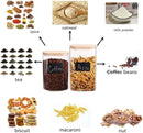 Conjunto de recipientes empilháveis de cozinha, pacote com 5 potes de armazenamento de alimentos de vidro transparente com tampa hermética de bambu para doces, biscoitos, arroz,