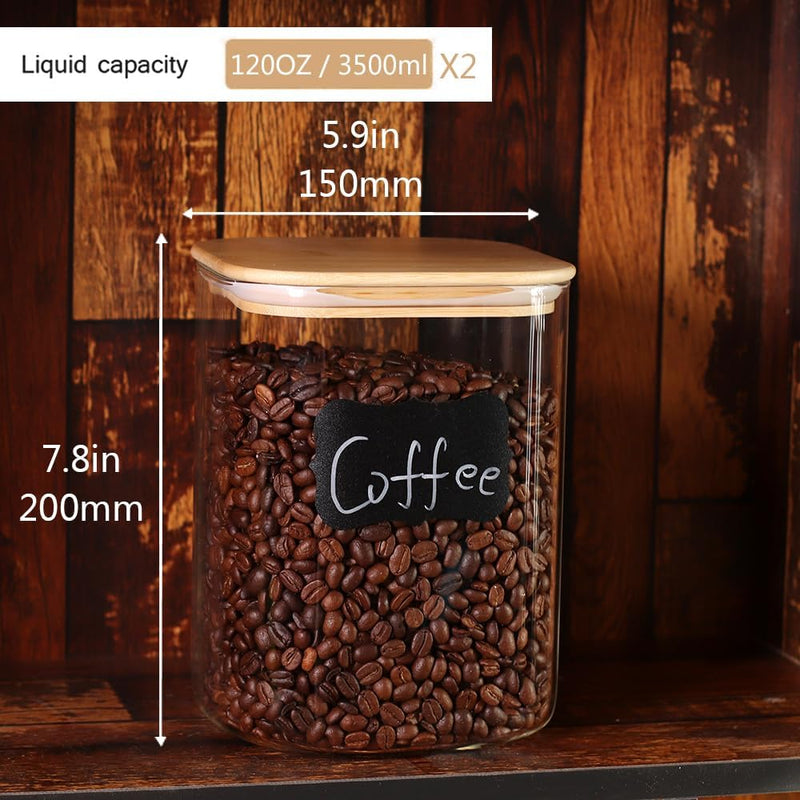 Conjunto de recipientes empilháveis de cozinha, pacote com 5 potes de armazenamento de alimentos de vidro transparente com tampa hermética de bambu para doces, biscoitos, arroz,