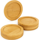 Kit Com 6 Porta Copos De Bambu Natural Redondos Descanso De Copo Premium