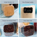 Conjunto de recipientes empilháveis de cozinha, pacote com 5 potes de armazenamento de alimentos de vidro transparente com tampa hermética de bambu para doces, biscoitos, arroz,
