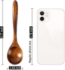 6 colheres de madeira para mel, colheres de madeira pequenas de 17 cm - Ótimo para chá, café e sopa, conjunto de colheres de mesa de servir de madeira, colher de chá de bambu a granel para