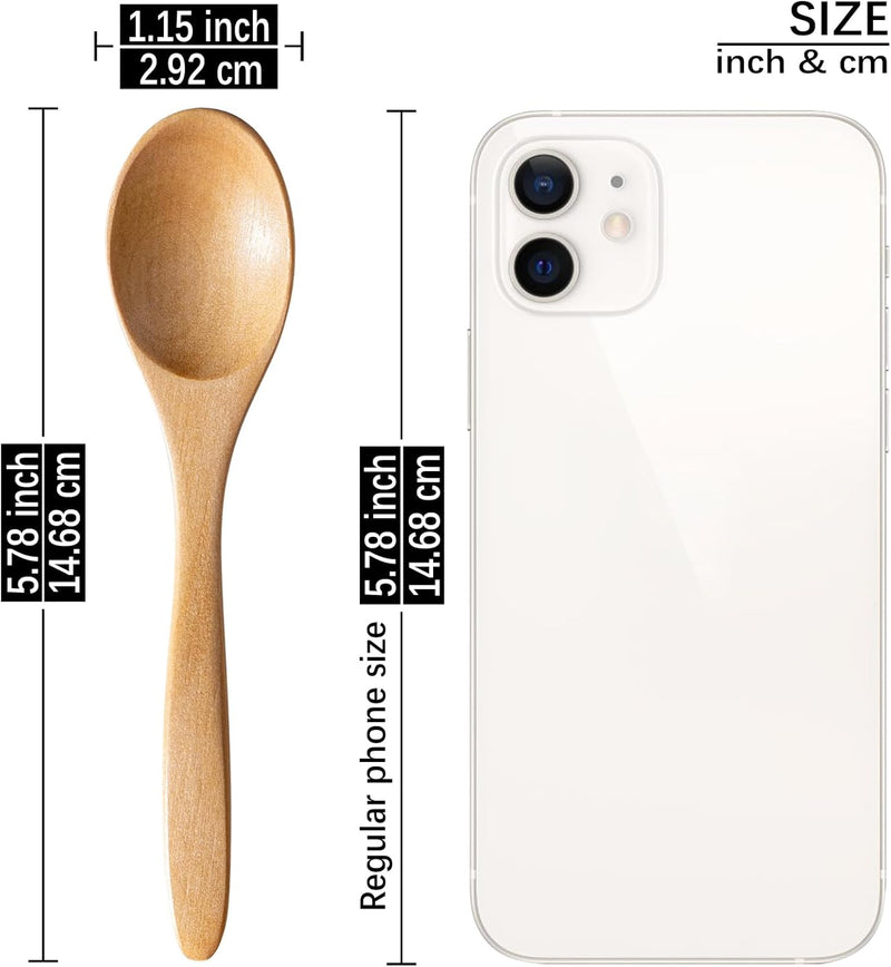 7 colheres de madeira pequenas, colheres de mel de 14 cm para chá, colher de chá de mel de madeira para café, pequenas colheres de madeira, colher de mesa de bambu para mexer, conjunto de