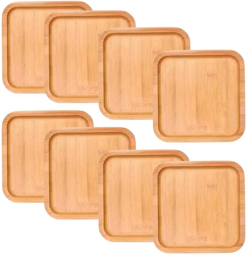 Kit 8 Porta Copos Pires De Bambu 10x10 Cm Premium