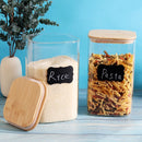 Conjunto de recipientes empilháveis de cozinha, pacote com 5 potes de armazenamento de alimentos de vidro transparente com tampa hermética de bambu para doces, biscoitos, arroz,