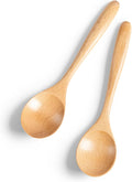 6 colheres de madeira para mel, colheres de madeira pequenas de 17 cm - Ótimo para chá, café e sopa, conjunto de colheres de mesa de servir de madeira, colher de chá de bambu a granel para