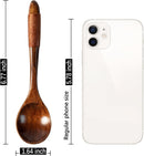 6 colheres de madeira para mel, colheres de madeira pequenas de 17 cm - Ótimo para chá, café e sopa, conjunto de colheres de mesa de servir de madeira, colher de chá de bambu a granel para