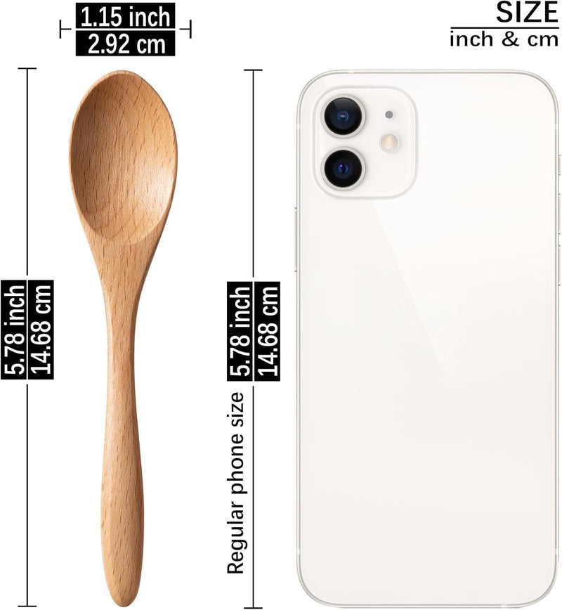 7 colheres de madeira pequenas, colheres de mel de 14 cm para chá, colher de chá de mel de madeira para café, pequenas colheres de madeira, colher de mesa de bambu para mexer, conjunto de