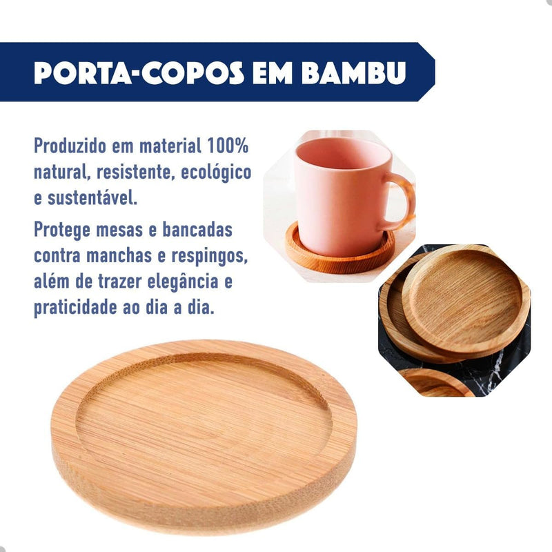 CONJUNTO 4 XICARAS DE CAFÉ 80ML EM BOROSSILICATO DE PAREDE DUPLA COM 4 PIRES DE BAMBÚ ECOLÓGICO