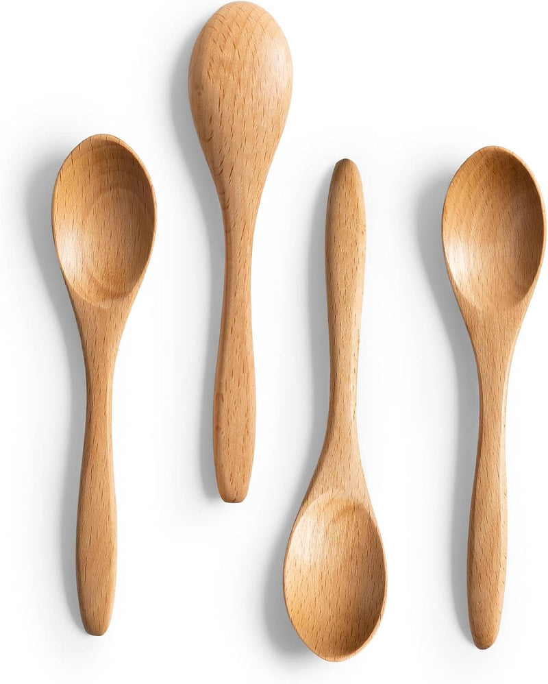 7 colheres de madeira pequenas, colheres de mel de 14 cm para chá, colher de chá de mel de madeira para café, pequenas colheres de madeira, colher de mesa de bambu para mexer, conjunto de