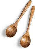 6 colheres de madeira para mel, colheres de madeira pequenas de 17 cm - Ótimo para chá, café e sopa, conjunto de colheres de mesa de servir de madeira, colher de chá de bambu a granel para