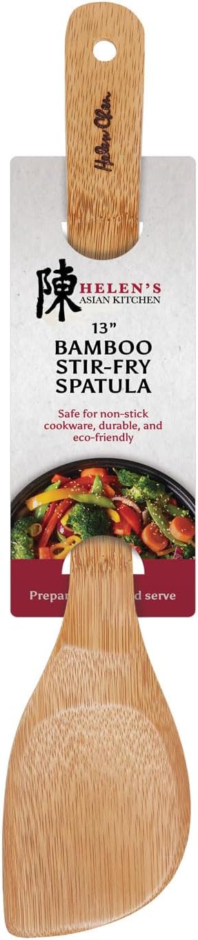 Espátula de bambu para fritar e utensílio de cozinha, 33 cm