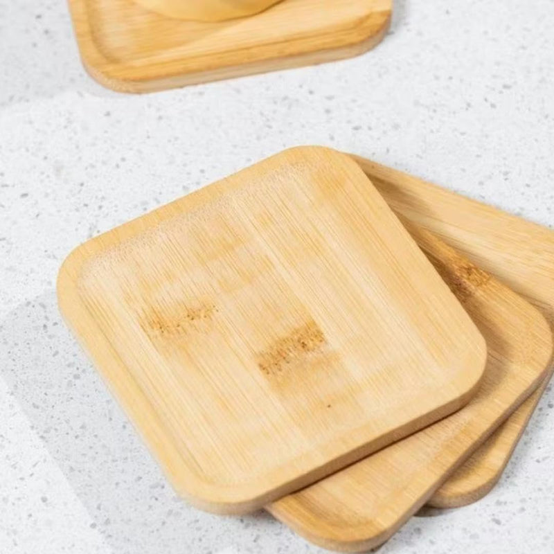 Kit 8 Porta Copos Pires De Bambu 10x10 Cm Premium