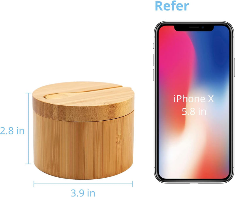 Adega de sal de bambu com mini colher