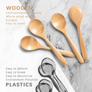 6 colheres de madeira para mel, colheres de madeira pequenas de 17 cm - Ótimo para chá, café e sopa, conjunto de colheres de mesa de servir de madeira, colher de chá de bambu a granel para