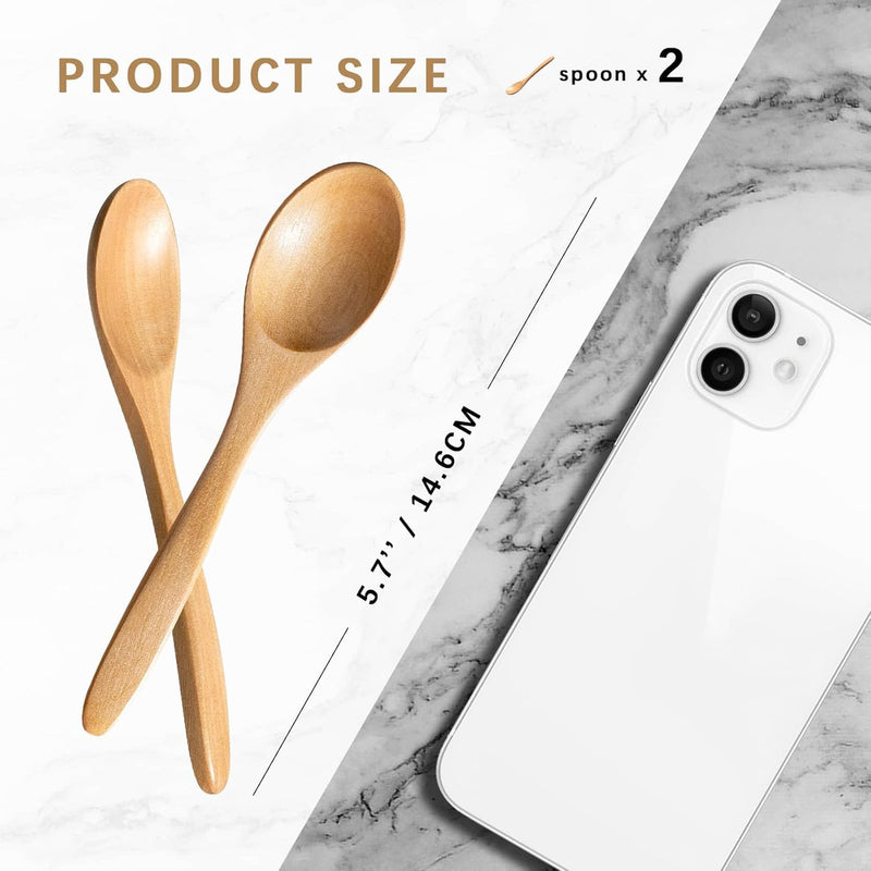 7 colheres de madeira pequenas, colheres de mel de 14 cm para chá, colher de chá de mel de madeira para café, pequenas colheres de madeira, colher de mesa de bambu para mexer, conjunto de