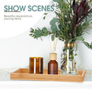 Bamboo Tea Serving Tray 3 Pcs Decorative Multi Use Bathroom Counter Tray with Edges Bamboo Vanity for Dresser Food Coffee Tea Snack Tissues Candles, 11 x 4 Inch(Rectangle Style)