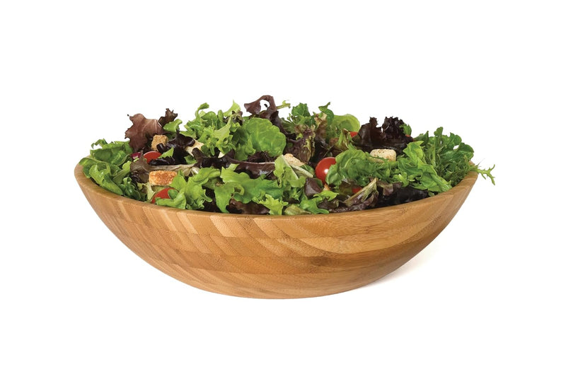 Lipper International Tigela de salada de madeira de bambu, pequena, 18 cm de diâmetro x 5,7 cm de altura, tigela única