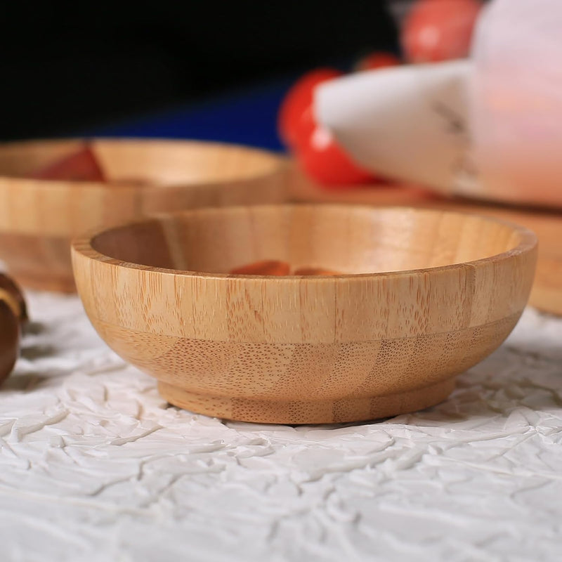Conjunto de 2 tigelas de sopa para sobremesas/cereais/massas/frutas | Tigelas de servir de bambu natural para nozes/doces/lanches/pistache | Acessórios de charcutaria para