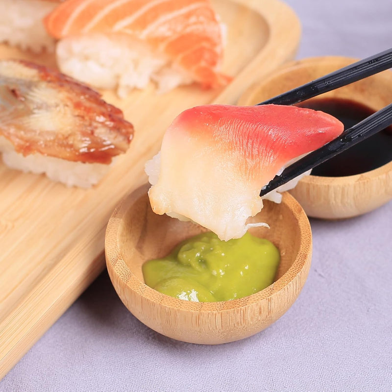 Conjunto de tigelas de mergulho, pequenas tigelas de bambu para molho de soja/condimento/lanches, mini tigelas de servir para tábua de charcutaria para churrasco/entretenimento, ramequins de