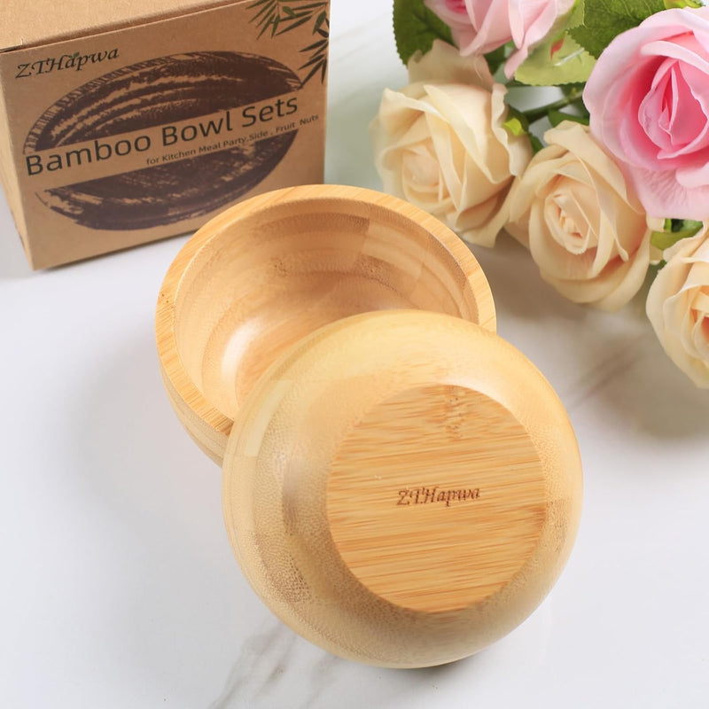 Tigelas de servir de bambu, tigelas pequenas de lanche para charcutaria, frutas/doces, tigelas de imersão feitas à mão de 100 ml para temperos/salsa/molho de tomate, ramequins de madeira de