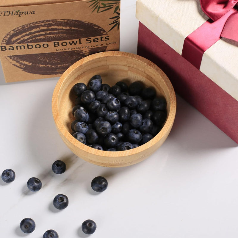 Conjunto de 2 tigelas de sopa para sobremesas/cereais/massas/frutas | Tigelas de servir de bambu natural para nozes/doces/lanches/pistache | Acessórios de charcutaria para