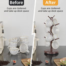 BAMBANG Suporte de caneca de árvore, rotação de 360°, 8 ganchos, suporte de copo de café para bancada, suporte de bambu para cozinha, bancada, casa, natural