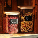 Conjunto de recipientes empilháveis de cozinha, pacote com 5 potes de armazenamento de alimentos de vidro transparente com tampa hermética de bambu para doces, biscoitos, arroz,