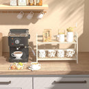 Organizador de estação de café com aparência de vime, suporte de caneca de bambu, prateleira de balcão de cozinha para acessórios de chá e café, suporte de matcha, expositor de xícara, rack