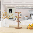 Wisuce Suporte de caneca de café de bambu, base mais grossa, suporte para copo de café, suporte para balcão, suporte para canecas com 6 ganchos (natural)