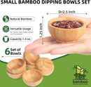 Conjunto de tigelas de mergulho, pequenas tigelas de bambu para molho de soja/condimento/lanches, mini tigelas de servir para tábua de charcutaria para churrasco/entretenimento, ramequins de