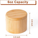 Saleiro de bambu, caixa de sal com tampa magnética giratória