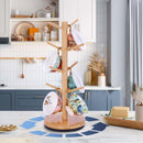 Suporte de caneca de árvore, girado 360° atualizado com 8 ganchos para balcão, suporte de bambu para acessórios de cafeteria