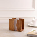 Porta-guardanapos de madeira de acácia e resina epóxi transparente para mesa