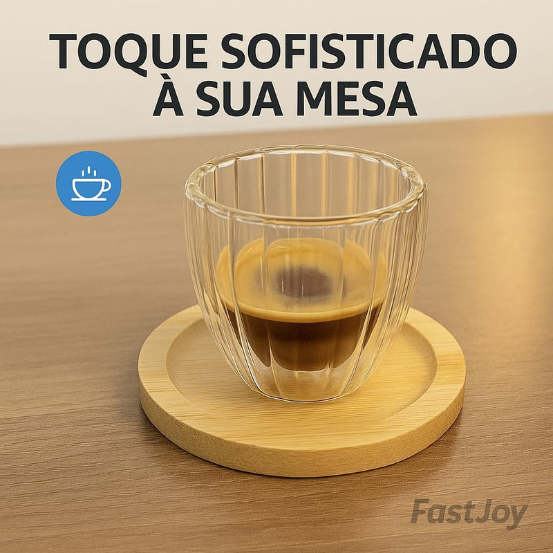 Kit Com 6 Porta Copos De Bambu Natural Redondos Descanso De Copo Premium