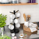 Wisuce Suporte de caneca de café de bambu, base mais grossa, suporte para copo de café, suporte para balcão, suporte para canecas com 6 ganchos (natural)