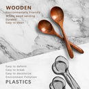 6 colheres de madeira para mel, colheres de madeira pequenas de 17 cm - Ótimo para chá, café e sopa, conjunto de colheres de mesa de servir de madeira, colher de chá de bambu a granel para