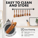 Zulay Kitchen Conjunto de colheres de madeira de 6 peças – Utensílios de teca macios resistentes ao calor com aderência confortável – leve e durável – fácil de limpar, perfeito para panelas